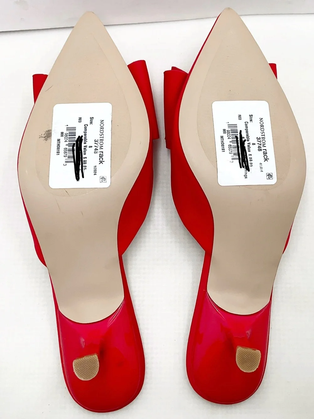 🆕{Steve Madden} Method Red Pointed-Toe Bow Mules - Picture 12 of 16